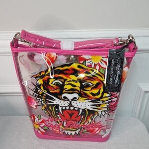 Ed Hardy Pink Tiger Clear Bucket Bag